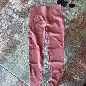 Pink leggings with a butt scrunch